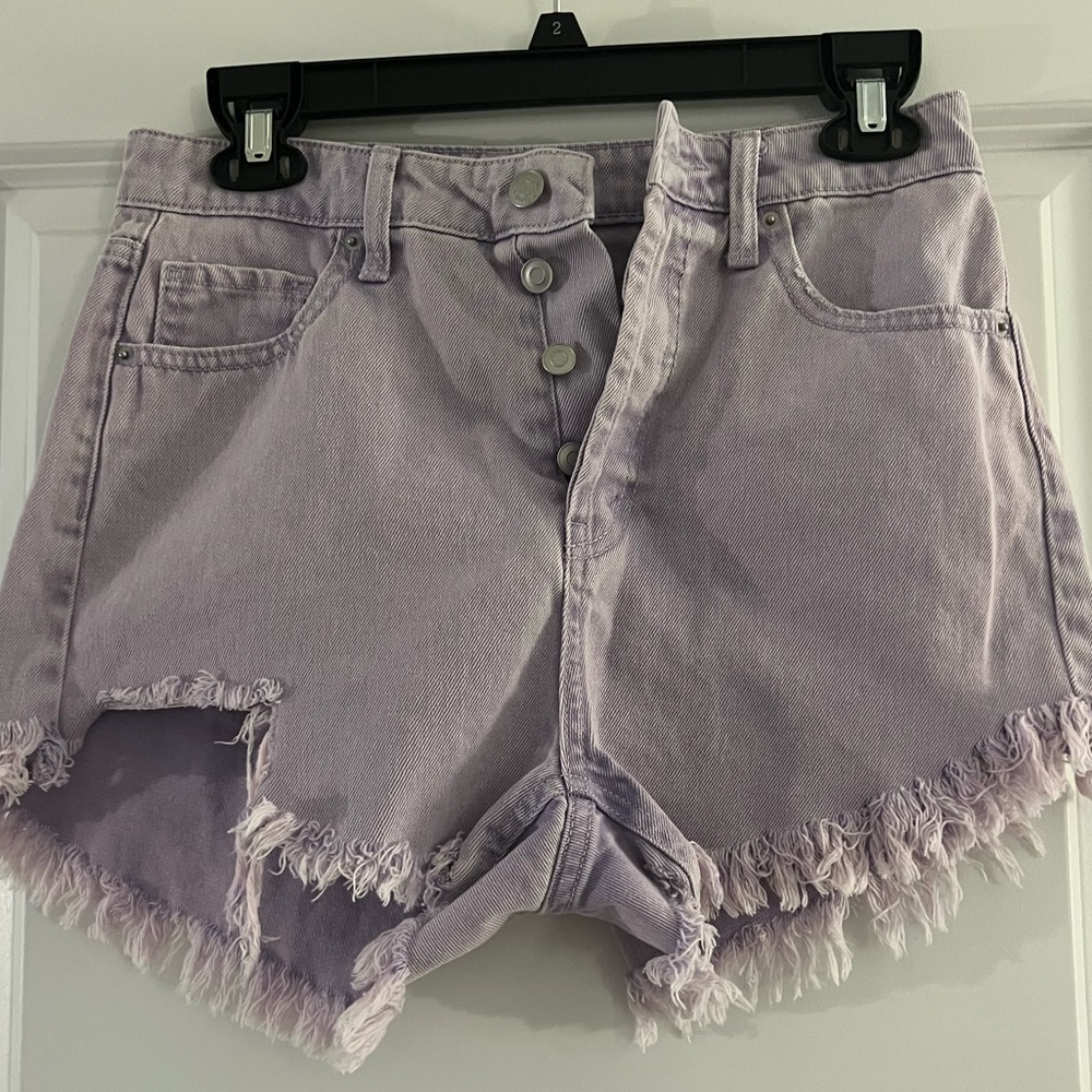 Purple jean shorts